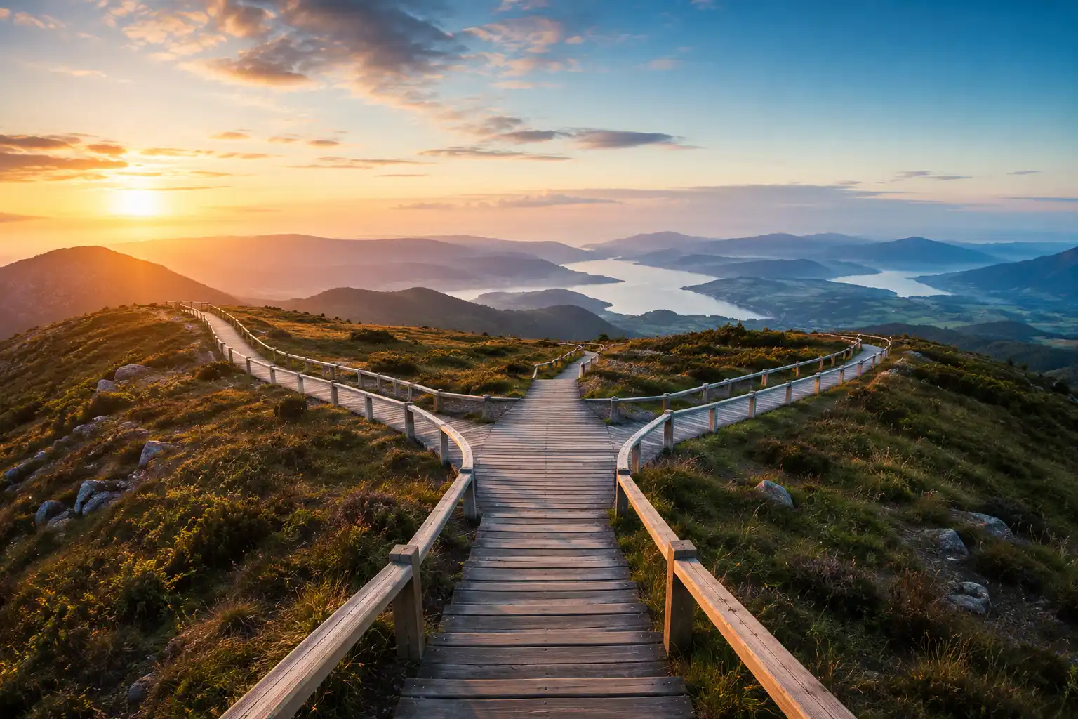 Weite Landschaft mit mehreren Sichtachsen als Symbol für Perspektiven, Orientierung und neue Blickwinkel.